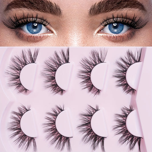 4 Pairs Fishtail False Eyelashes 18mm Tail Fluffy Volumized Cross Lashes