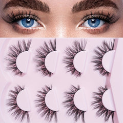 4 Pairs Fishtail False Eyelashes 18mm Tail Fluffy Volumized Cross Lashes