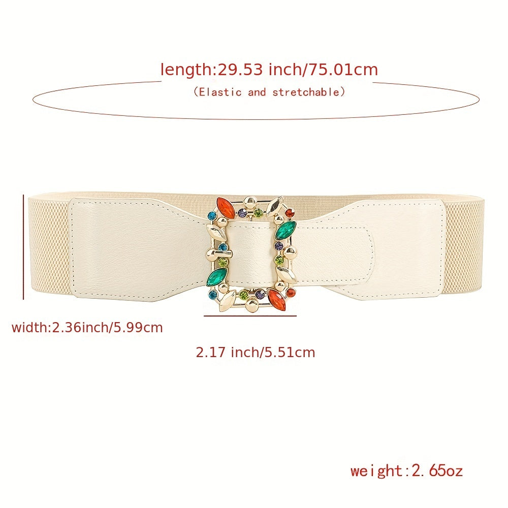 Colorful Crystal Buckle Belt Wide Waistband for Women