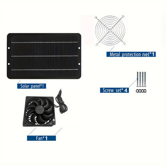 10W 12V Solar Panel Dual Fans Kit Portable Ventilation Fan Outdoor Waterproof