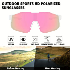 Men's Square Polarized Sunglasses Pink Lens Unisex Outdoor Sports Dazzling UV400