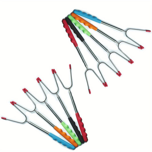 10pcs Roasting Sticks Extendable Stainless Steel Skewer Fork Roasting Smores