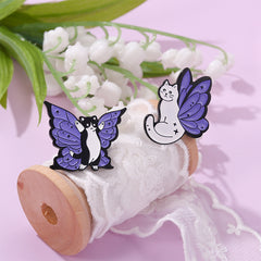 Enamel Butterfly Cat Brooch Women's Animal Pins Kitten Jewelry
