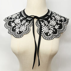 Embroidery Tie up Shoulder False Collar Classic Beauty Dickey Collar