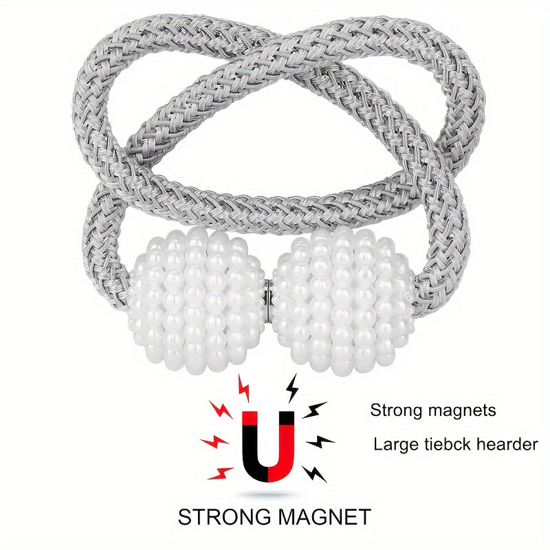 8pcs Magnetic Curtain Straps with Artificial Pearls for Home Decoration