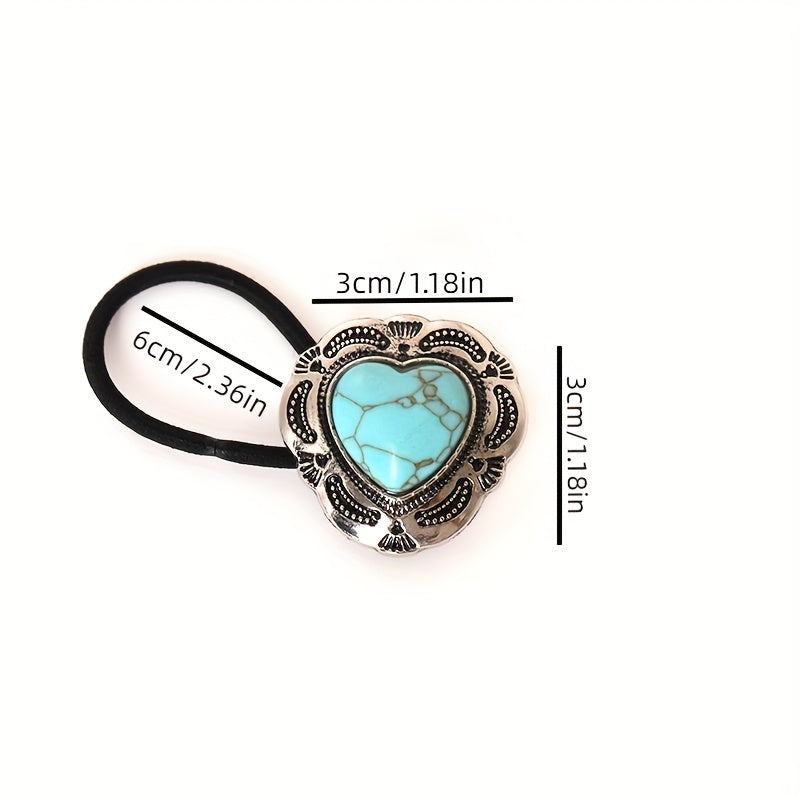 3pcs Turquoise Hair Tie Western Style Hair Rope Ponytail Holder