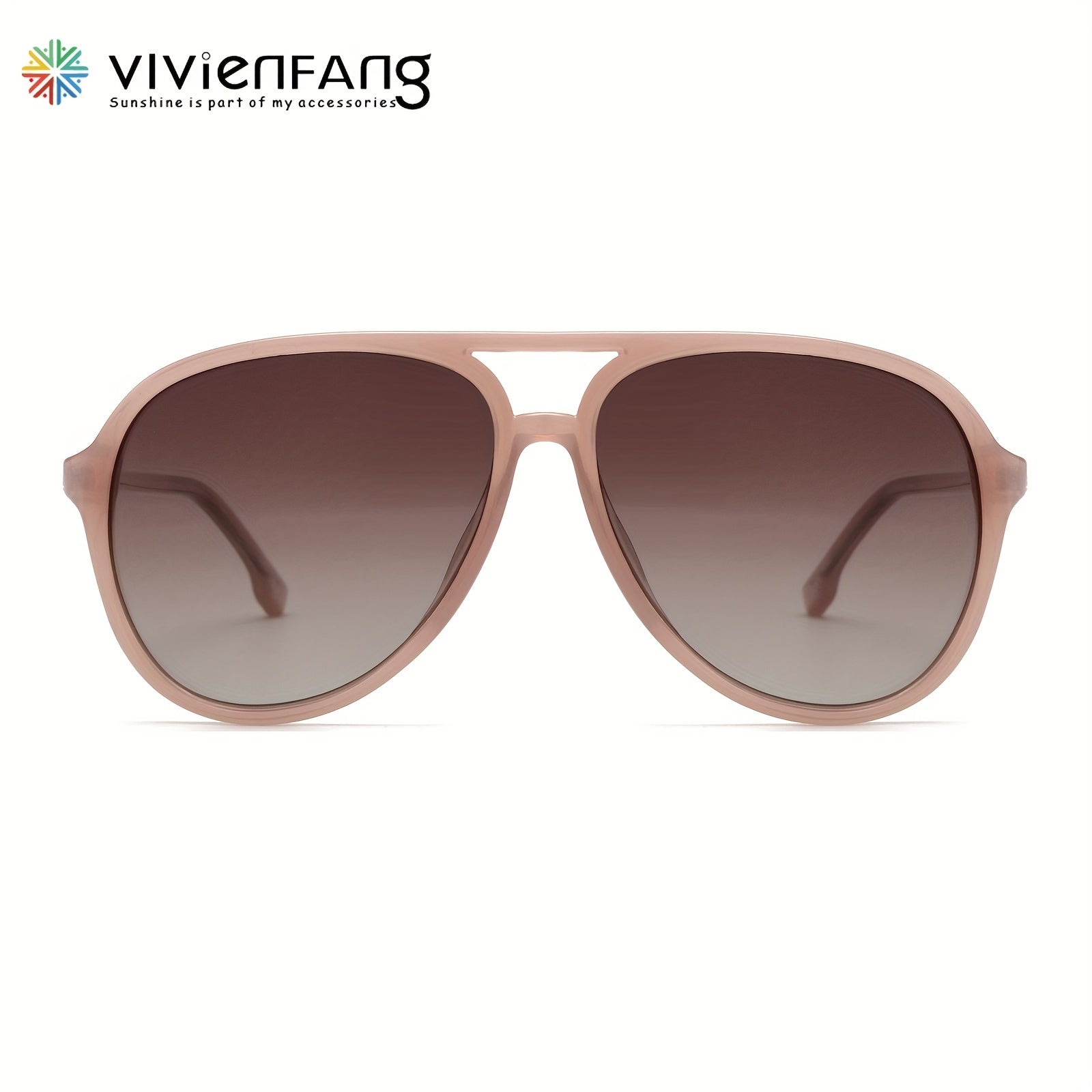 VIVIENFANG Aviator Sunglasses Polarized Retro Frame TR90 Unisex Jelly Powder