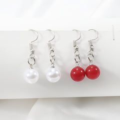 2 Pairs Round Faux Pearl Earrings Gift