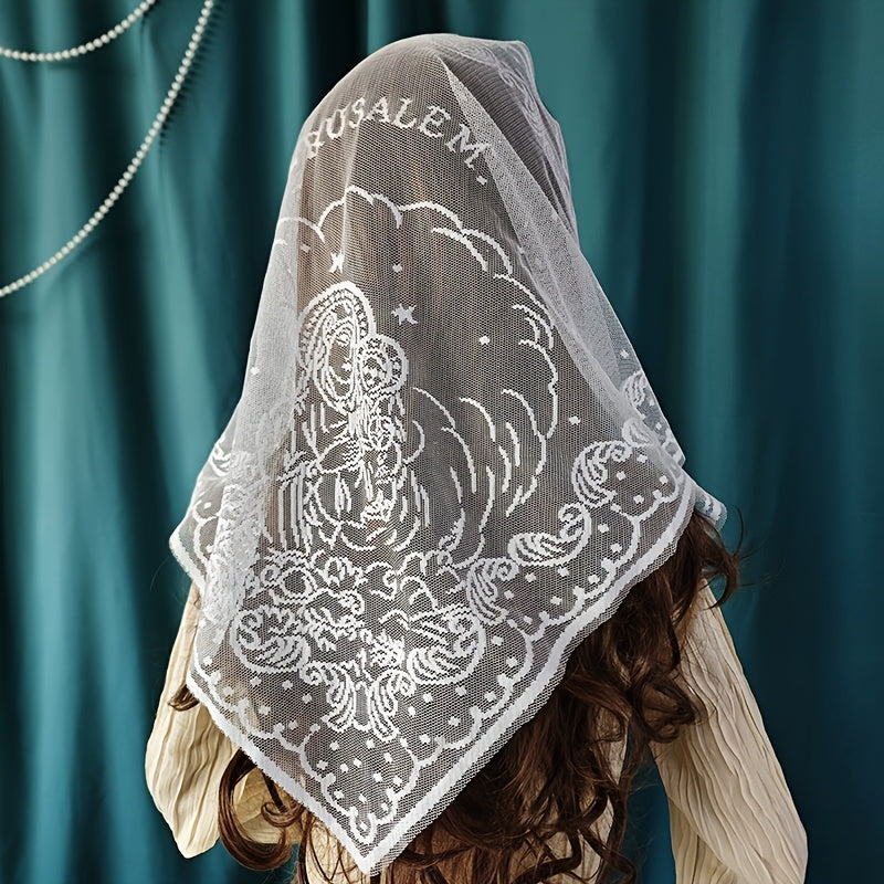 Women's Lace Virgin Mary Veil Polyester Intricate Floral Patterns