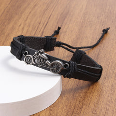 Men's Vintage Leather Bike Bracelet
