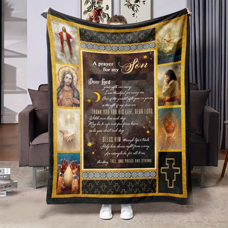 Prayer Flannel Blanket for Son - Blessings Gift