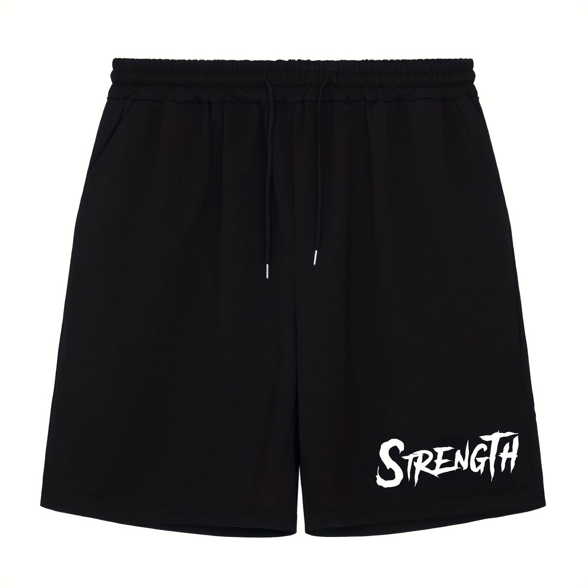 Men's Athletic Shorts Strength Print Drawstring Waistband Cycling Fitness