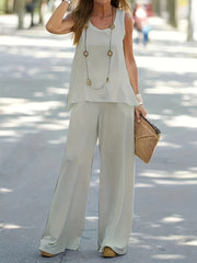 Casual Sleeveless Tank Top & Loose Pants Set