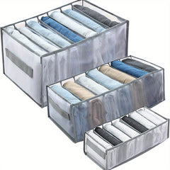 3pcs Wardrobe Clothes Organizer 9 Grids Folding Mesh Storage Box Drawer