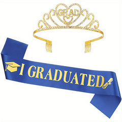 Graduation Party Crown Shoulder Strap Ribbon Golden Letter