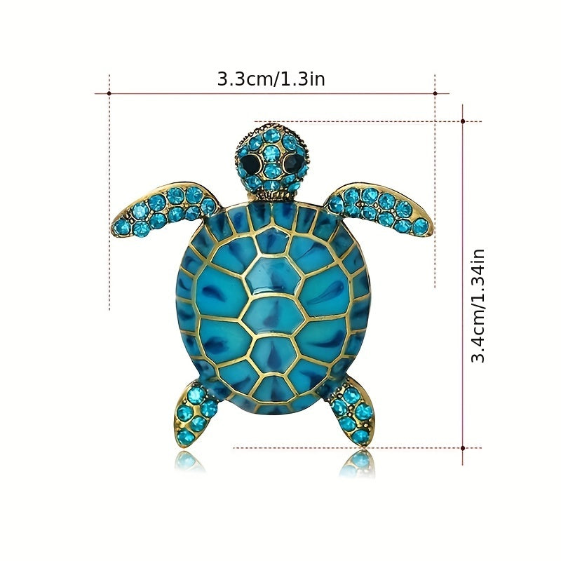 Men's Vintage Enamel Turtle Brooch Diamond Animal Pin