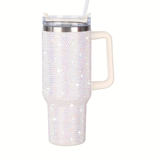 Glitter Tumbler Handle Lid Straw 40oz 304 Stainless Steel Tumbler