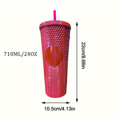 710ml Double Layer Plastic Water Bottle Large Capacity Creative Straw Cup