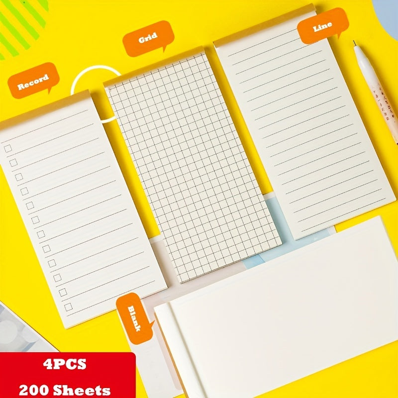 Rayson 4pcs 200 Sheets Tearable Pocket Notepad Paper Sticky Notes Set