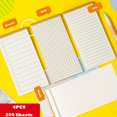 Rayson 4pcs 200 Sheets Tearable Pocket Notepad Paper Sticky Notes Set