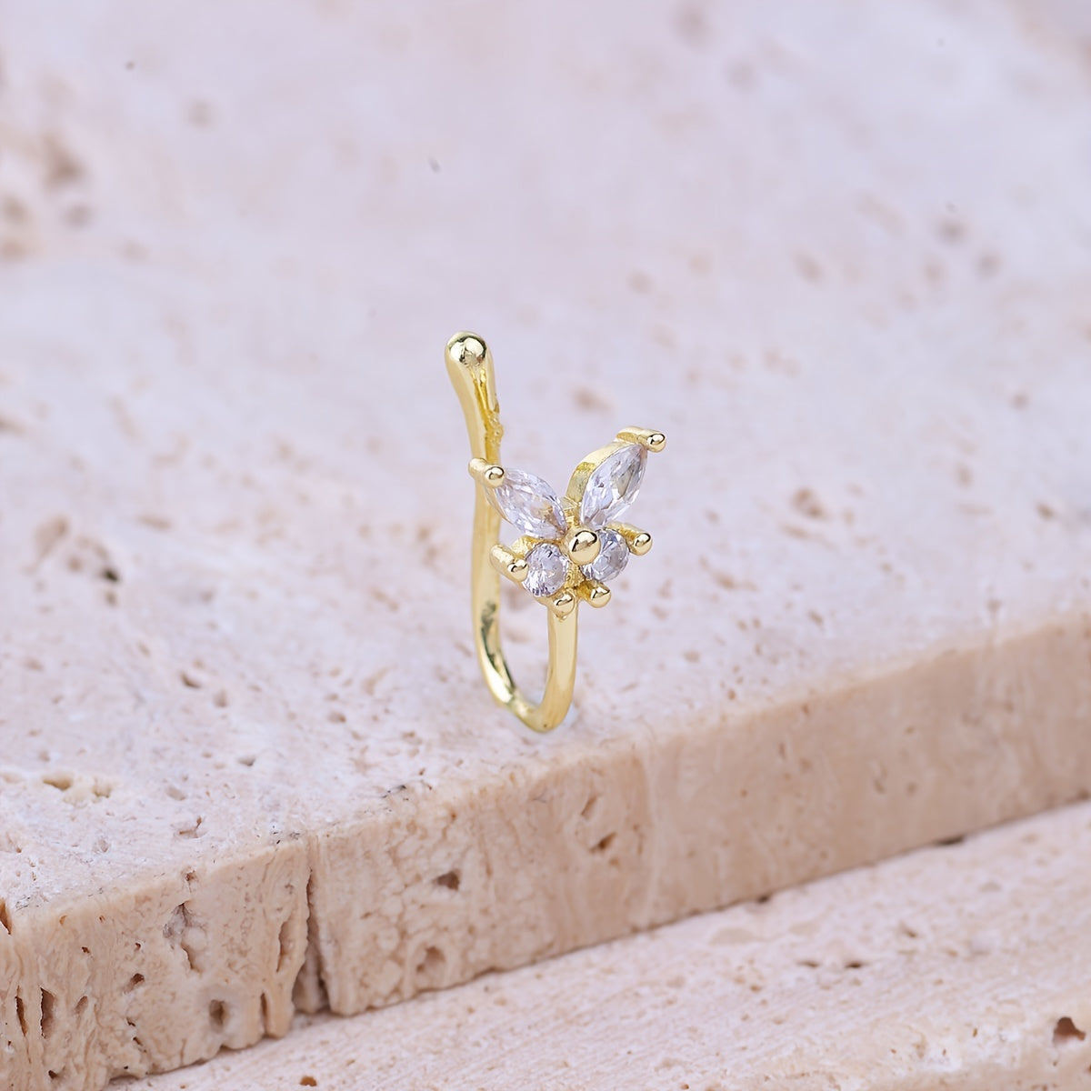 Glamor Zircon Butterfly Nose Ring Women's Delicate Jewelry Nose Clip