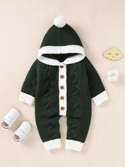 Hooded Knitted Sweater Romper for Infants
