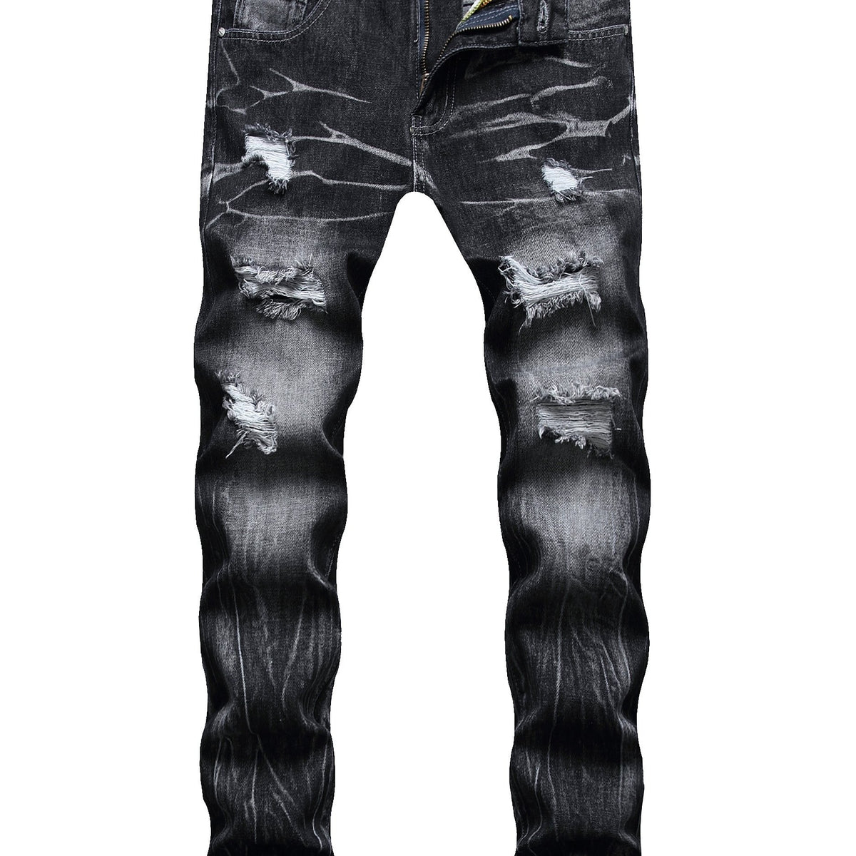 Men's Straight Leg Ripped Versatile Jeans