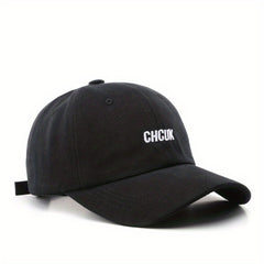 CHCUK Embroidery Cotton Baseball Cap Unisex Solid Block Couple Sun Hat