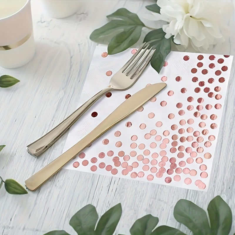 25pcs Bronzing Polka Dot Napkins Plates Cups Party Supplies