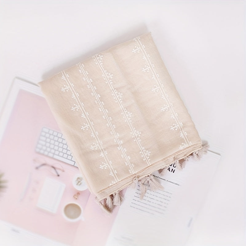 Polyester Print Tassel Scarf Casual Accessories