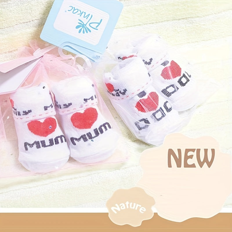 Newborn Knit Socks I LOVE MUM I LOVE DAD Cotton Socks