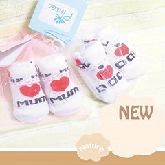 Newborn Knit Socks I LOVE MUM I LOVE DAD Cotton Socks
