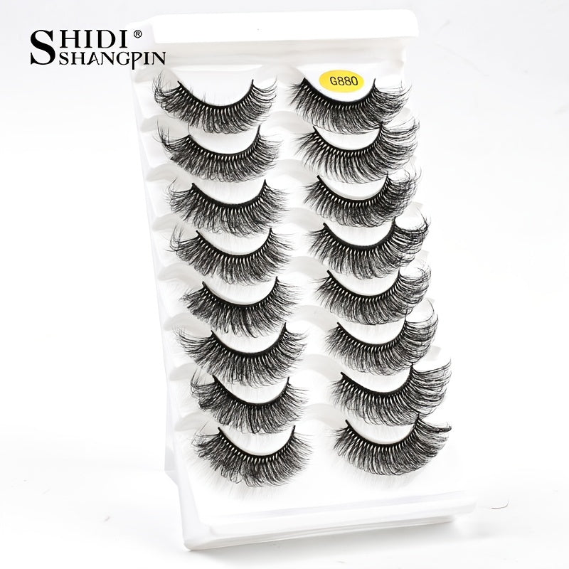 8 Pairs Fluffy Wispy 3D Faux Mink False Eyelashes Extension