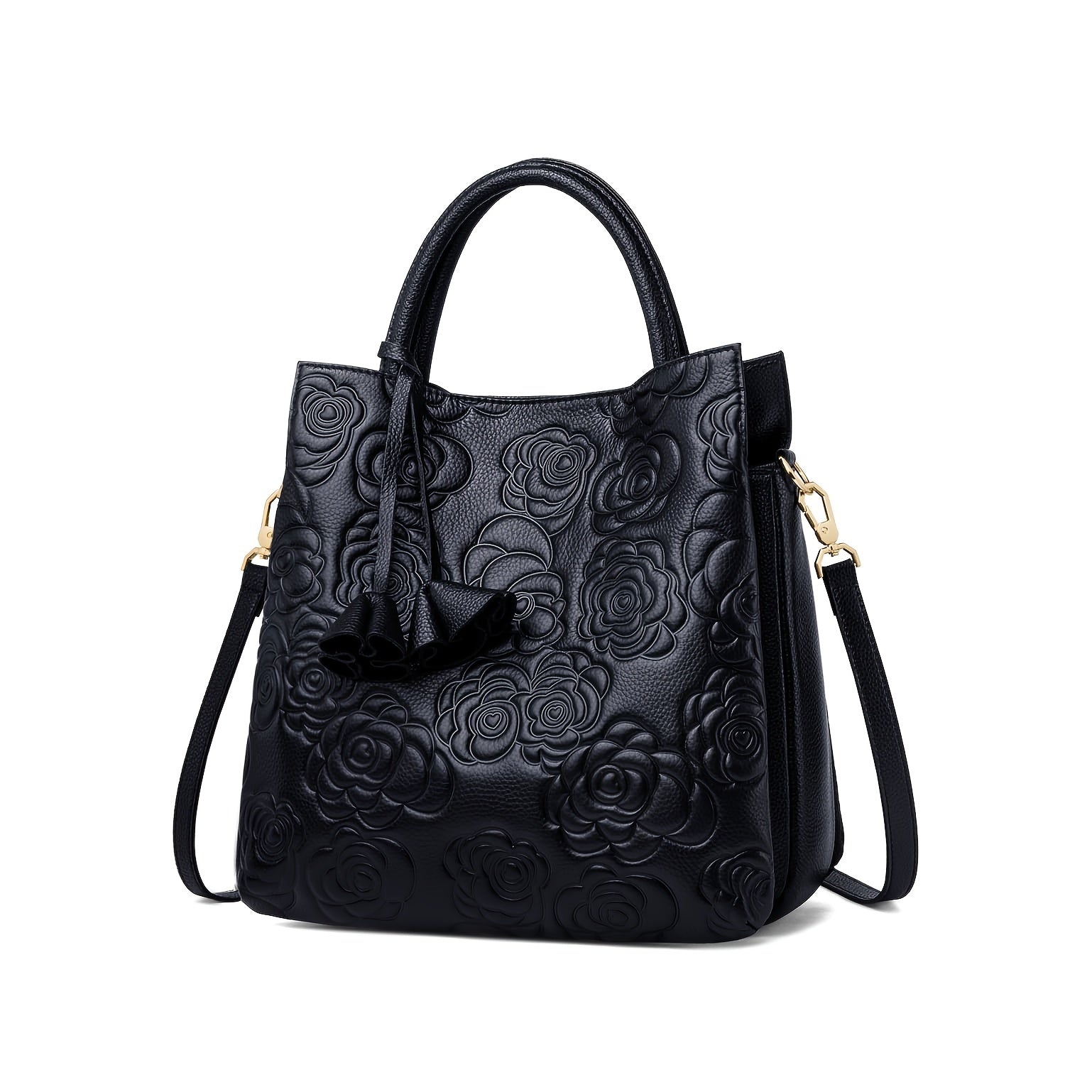 Floral Pattern Shoulder Bag With Zipper