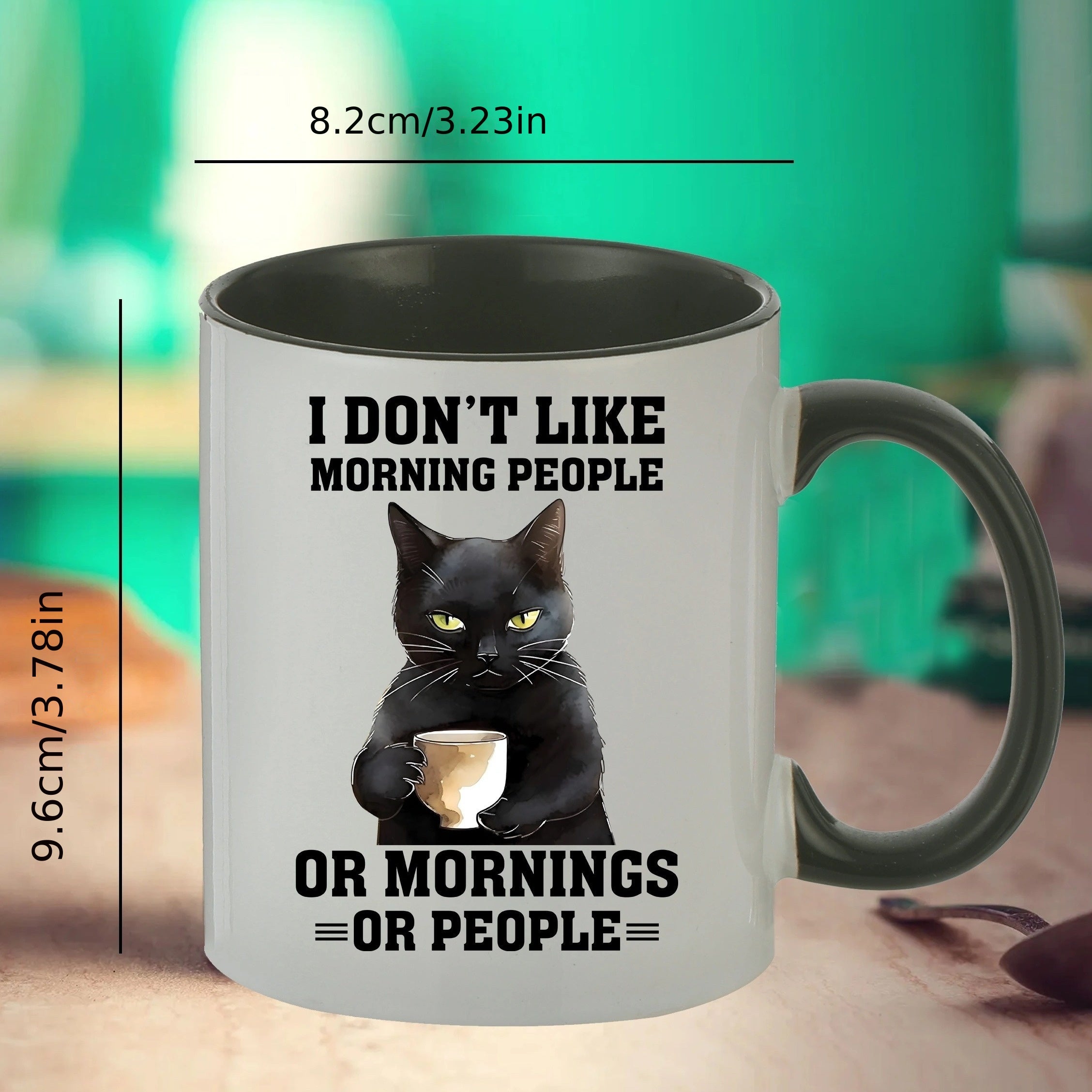 1pc Cat Pattern Ceramic Cup 11oz Wide Mouth Coffee Cup
