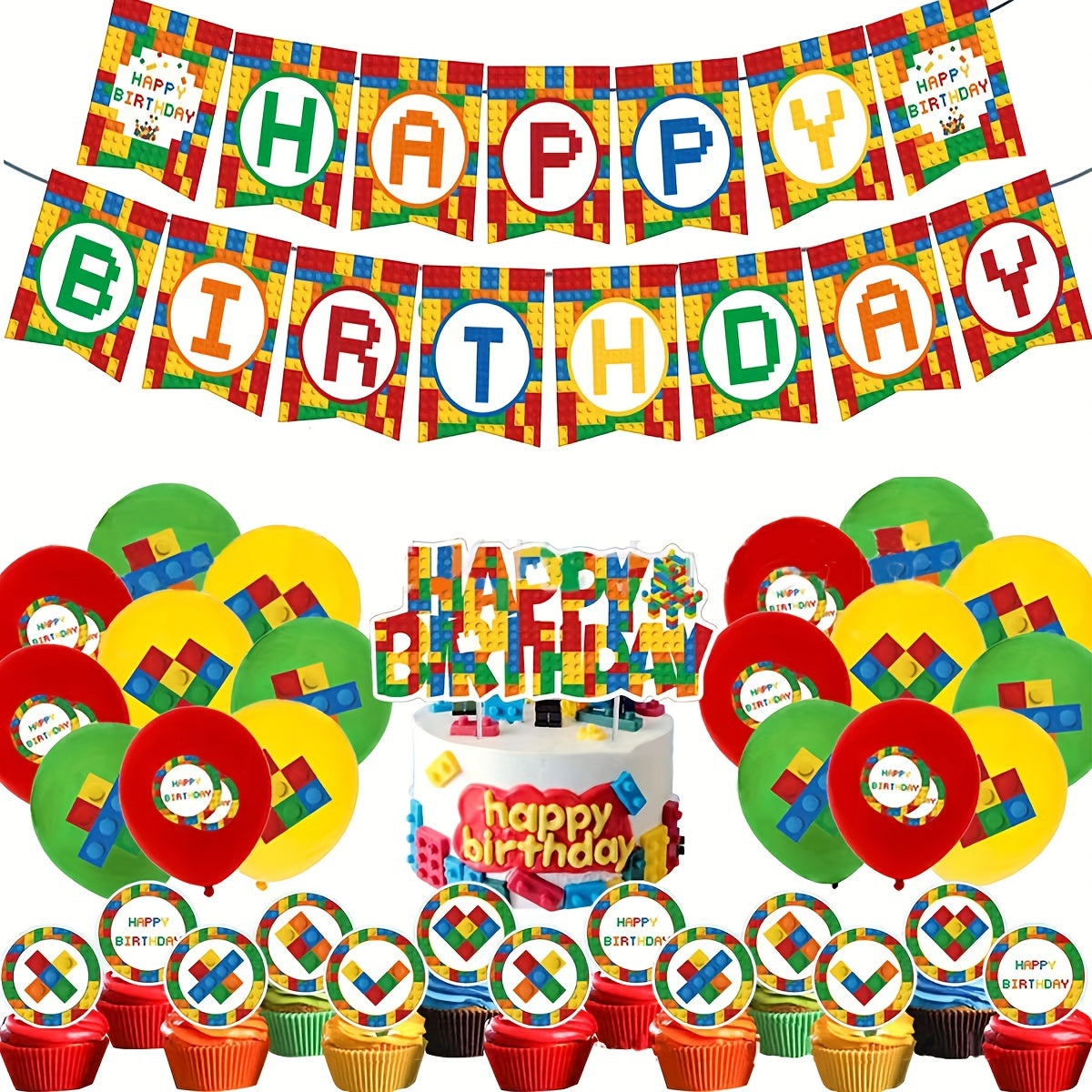32pcs Building Blocks Birthday Party Supplies Set