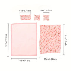 1/12 Dollhouse Bedding Quilt Pillowcase Sheet Set - 5pcs