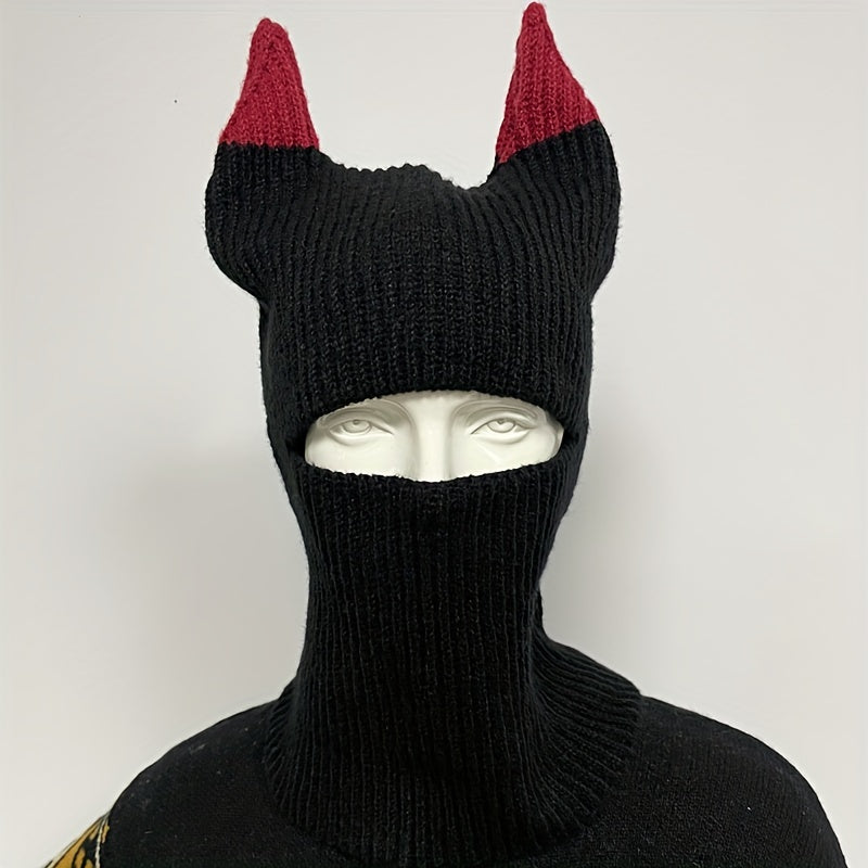 Monster Horn Balaclava Solid Ski Mask Warm Knitted Hat
