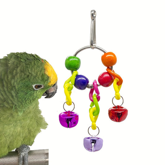 Colorful Bead Bell Parrot Toy for Birds Hanging Cage Accessory