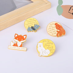 4pcs Dog Bat Fox Parrot Alloy Pins Christmas Gift