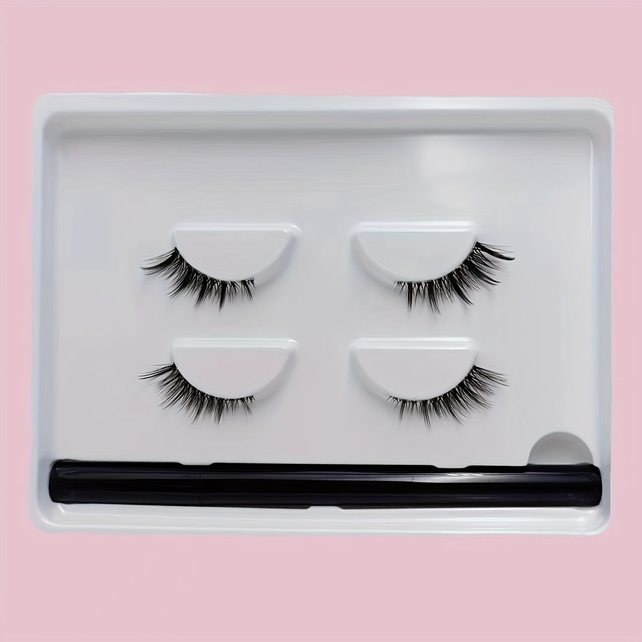 2 Pairs Half Lashes & Eyeliner Set Clear Band Fishtail Crisscross Style