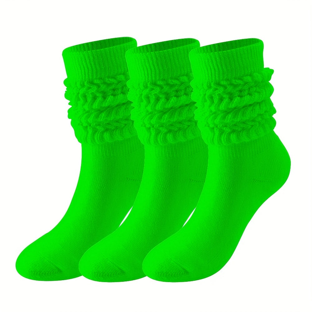3 Pairs Casual Mid Calf Socks Warm Breathable Thick