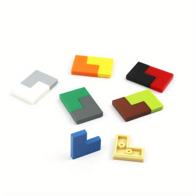 60pcs Brick Tile 2x2 Corner Thin 2 1 Dots Educational Building Blocks