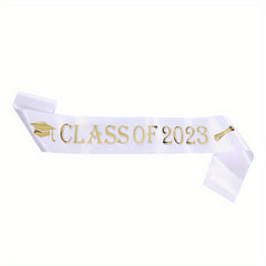Graduation Party Crown Shoulder Strap Ribbon Golden Letter