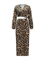 Leopard Print Two Piece Set Crop Top & Maxi Skirt Outfit