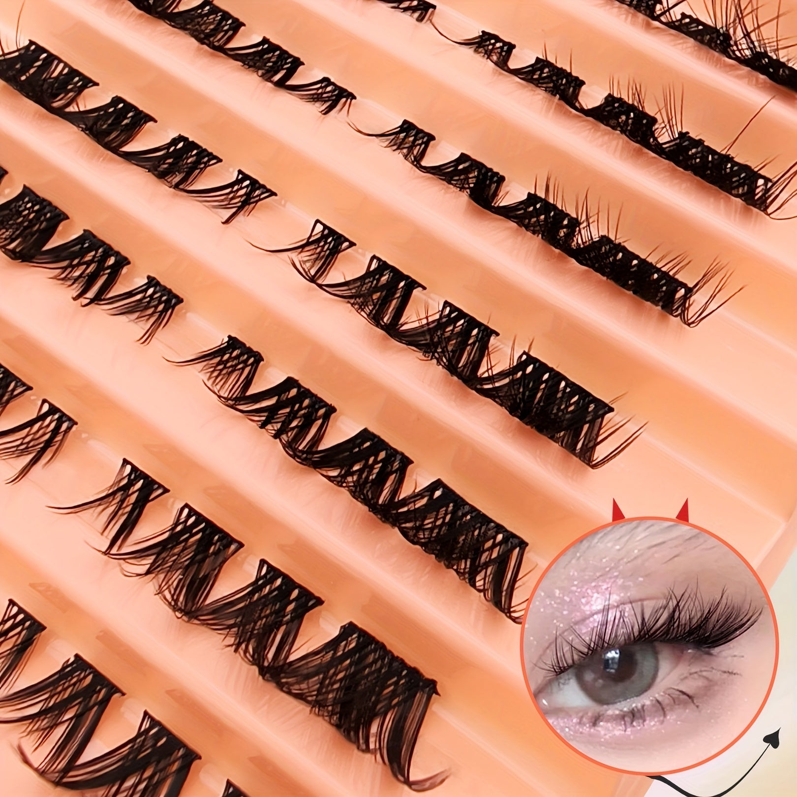 80 Clusters Eyelashes Fox Eye Sexy Lashes DIY Faux Mink False Eyelashes