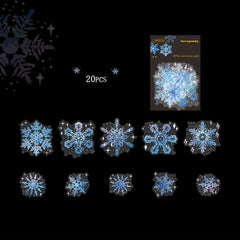20pcs Christmas Snowflake Laser Stickers Art Crystal Sun Window Stickers