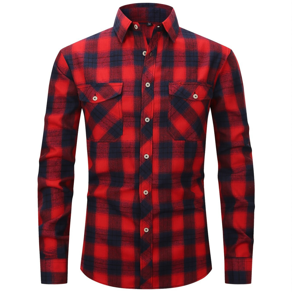 Men's Plaid Button Down Long Sleeve Shirt with Pocket