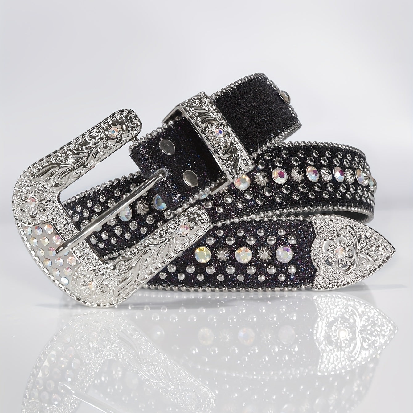 Unisex Rhinestone Belt with Pin Buckle