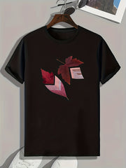 Leaf Pattern Print Men's Sports T-shirt Graphic Tee